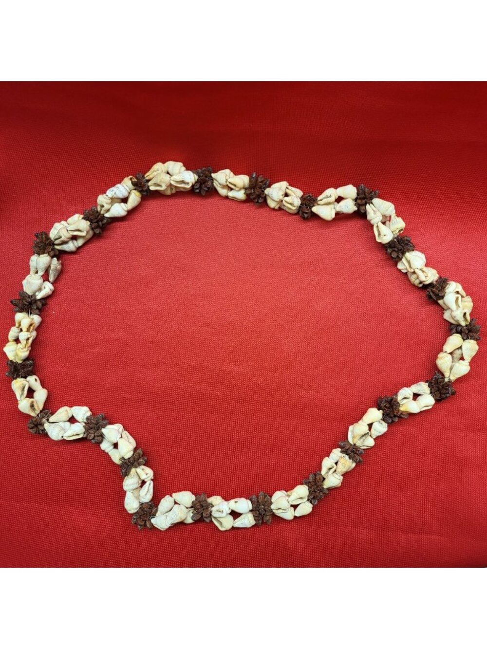 Vintage Jewelry Long Hand Strung Apple Seed and Cowrie Shells Necklace